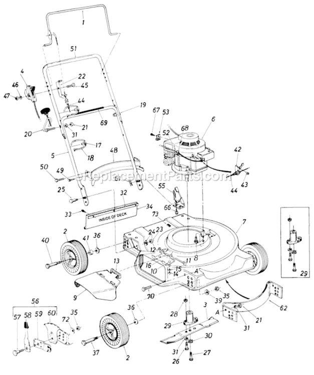 Page A Diagram and Parts List for 116-060-000 1986 MTD Lawn Mower