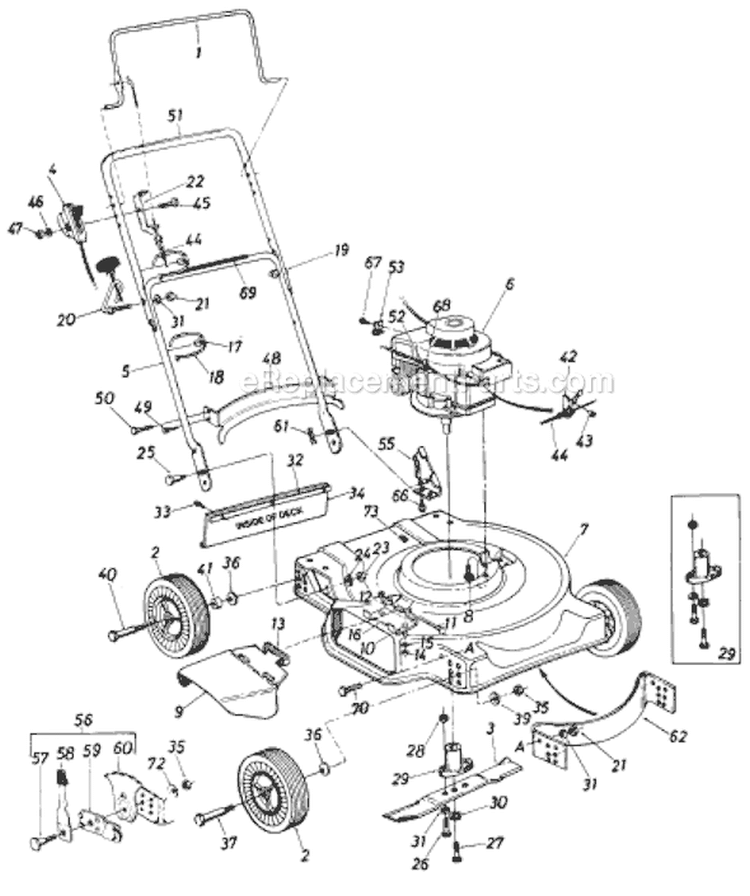 Page A Diagram and Parts List for 116-060-033 1986 MTD Lawn Mower