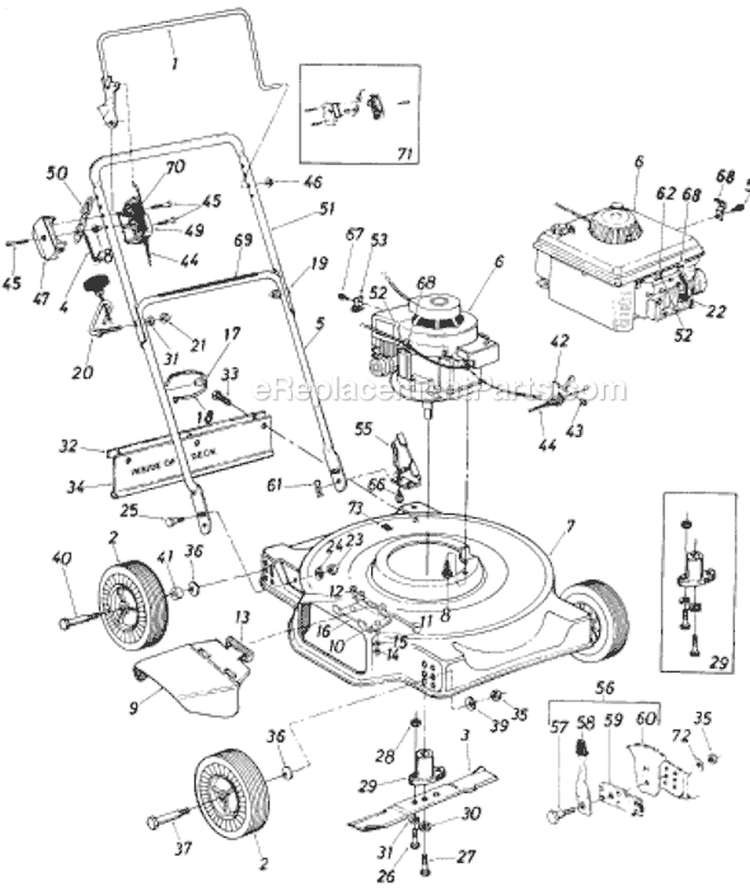 Page A Diagram and Parts List for 116-071-033 1986 MTD Lawn Mower