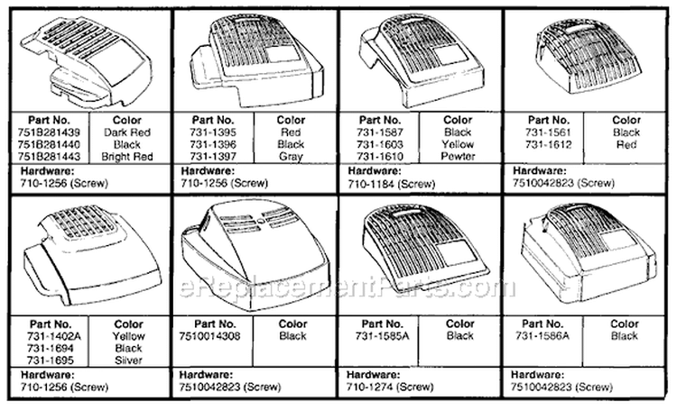 Page B Diagram and Parts List for 116-083B205 1996 MTD Lawn Mower