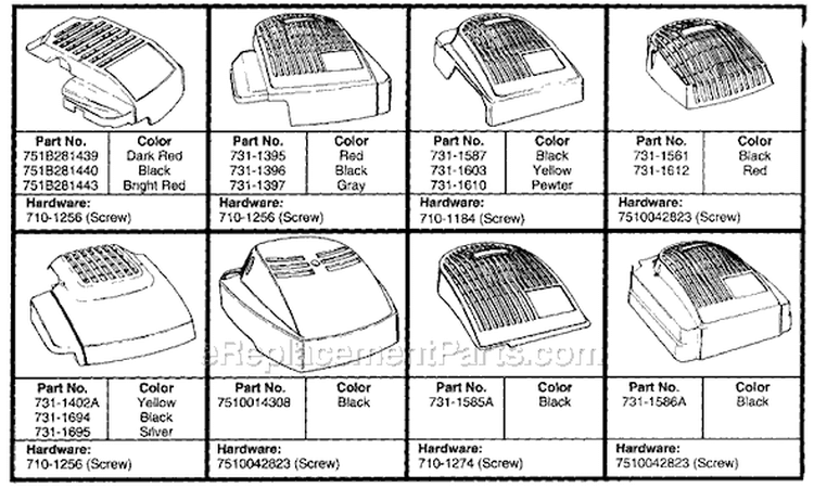 Page B Diagram and Parts List for 116-410A084 1996 MTD Lawn Mower
