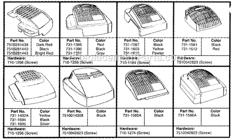 Page A Diagram and Parts List for 116-424A033 7014327 -1996 MTD Lawn Mower