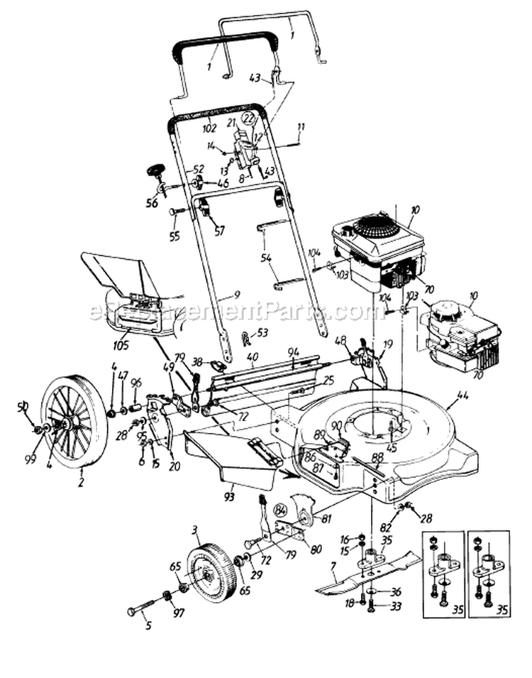 Page A Diagram and Parts List for 116-505A718 1996 MTD Lawn Mower