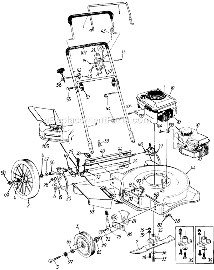 Page A Diagram and Parts List for 116-505A 1996 MTD Lawn Mower