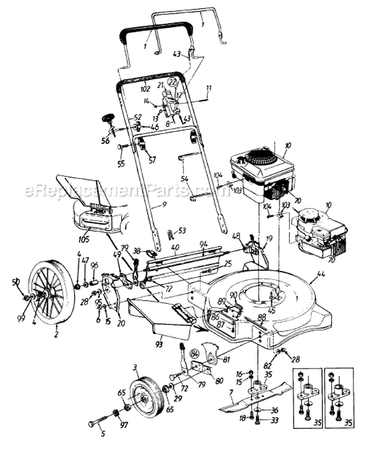 Page A Diagram and Parts List for 116-506F118 1996 MTD Lawn Mower