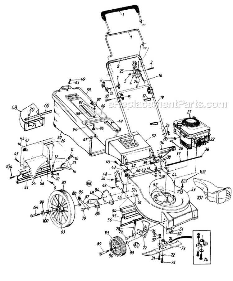 Page A Diagram and Parts List for 116-518L118 1996 MTD Lawn Mower