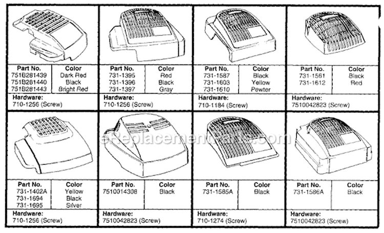 Page B Diagram and Parts List for 116-734A009 1996 MTD Lawn Mower