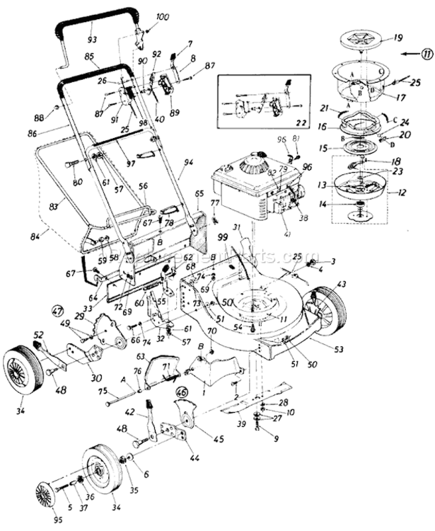 Page A Diagram and Parts List for 117-314-050 1987 MTD Lawn Mower