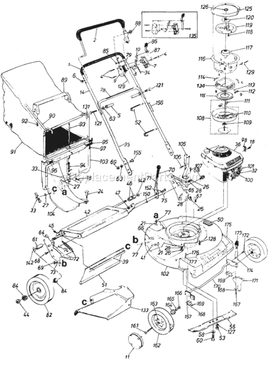 Page A Diagram and Parts List for 11864-8 1988 MTD Lawn Mower
