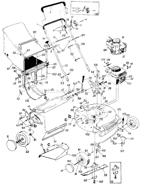 Page A Diagram and Parts List for 11866R-9 1989 MTD Lawn Mower