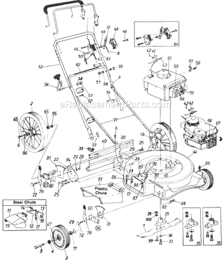 Page A Diagram and Parts List for 119-506R033 73512 -1989 MTD Lawn Mower