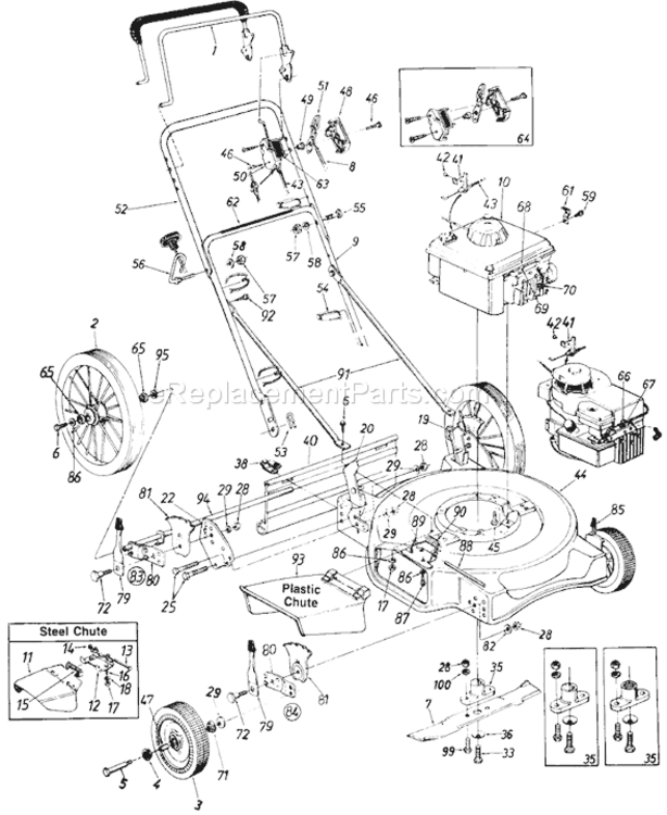 Page A Diagram and Parts List for 119-506R047 1989 MTD Lawn Mower