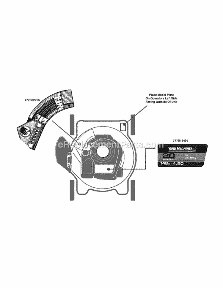 Label Map Diagram and Parts List for 11A-020B029 2011 MTD Lawn Mower