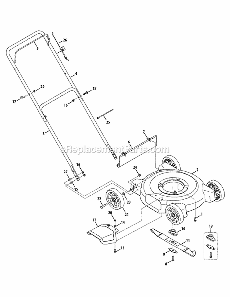 General Assembly Diagram and Parts List for 11A-020K006 2012 MTD Lawn Mower