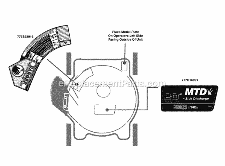 Quick Reference Diagram and Parts List for 11A-020L206 2012 MTD Lawn Mower
