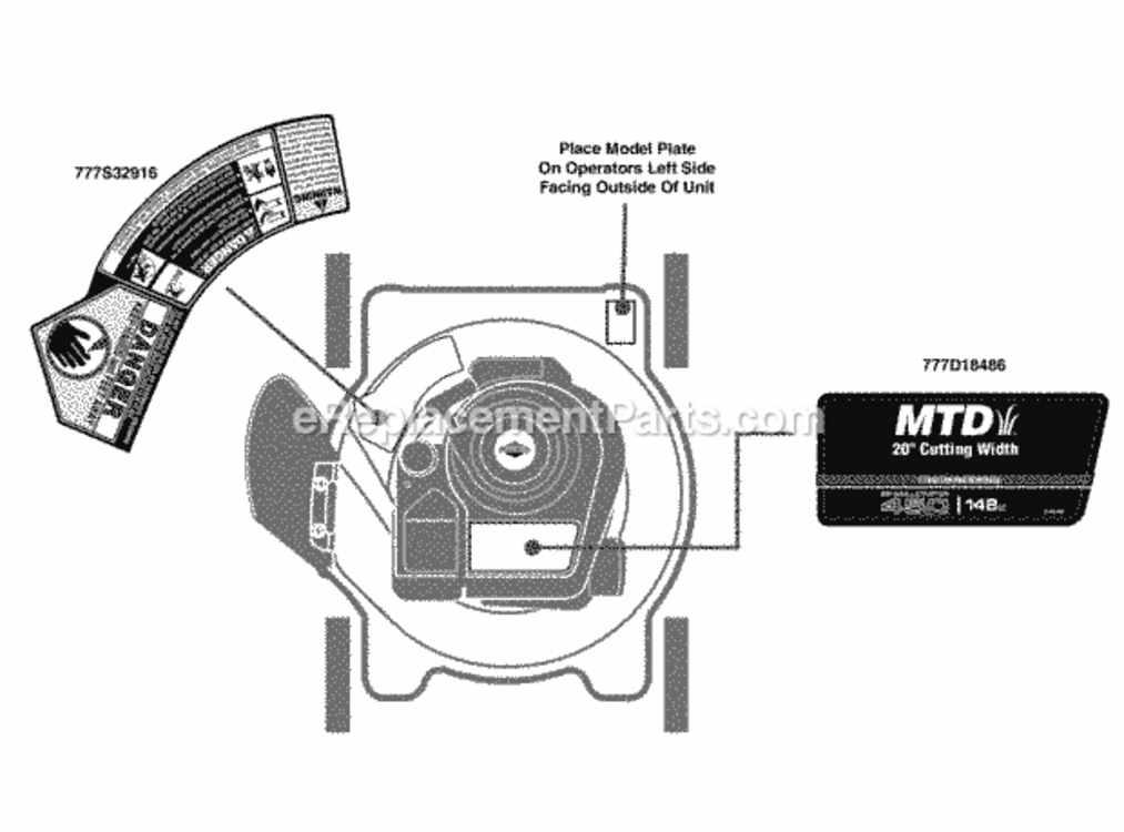 Label_Map Diagram and Parts List for 11A-020L706 2013 MTD Lawn Mower