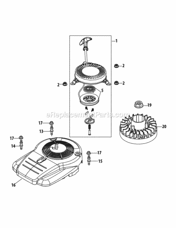1P65Nu_Flywheel_And_Shroud Diagram and Parts List for 11A-02JX706 2013 MTD Lawn Mower