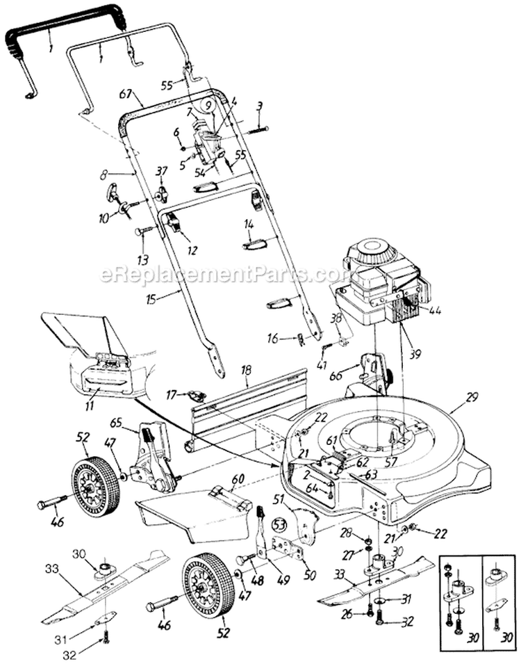 Page B Diagram and Parts List for 11A-072A009 1997 MTD Lawn Mower