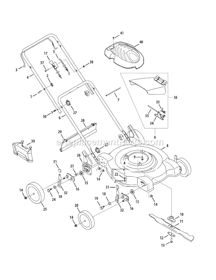 Page B Diagram and Parts List for 11A-08MB196 2009 MTD Lawn Mower