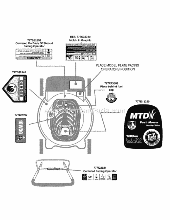 Label_Map Diagram and Parts List for 11A-41M9006 2009 MTD Lawn Mower