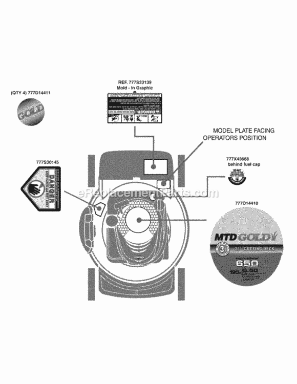 Label_Map_11A-436A Diagram and Parts List for 11A-436A004 2010 MTD Lawn Mower