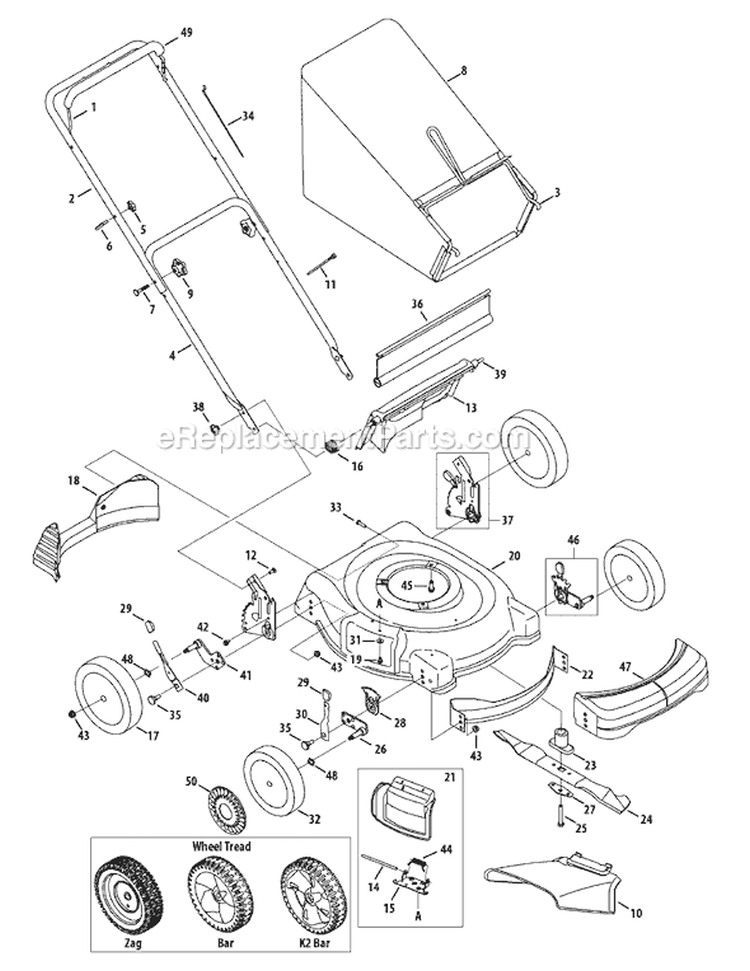 Page A Diagram and Parts List for 11A-436Q000 2009 MTD Lawn Mower