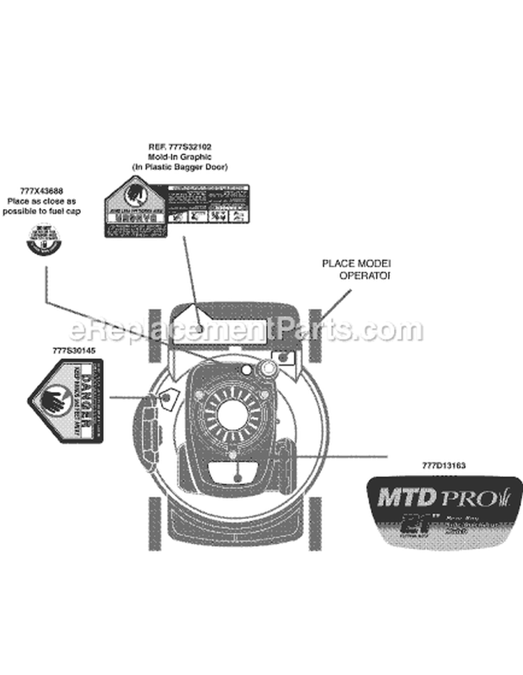 Page B Diagram and Parts List for 11A-436Q000 2009 MTD Lawn Mower