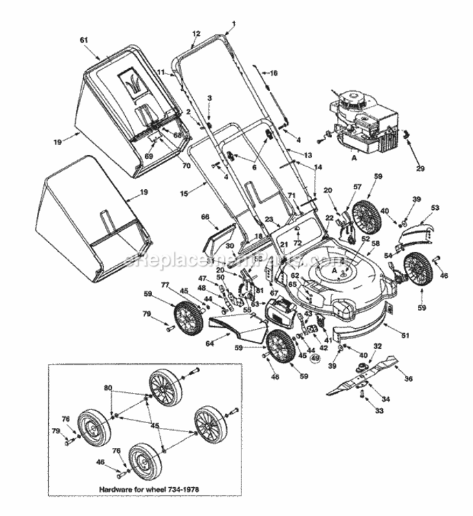 General_Assembly Diagram and Parts List for 11A-439G129 2001 MTD Lawn Mower