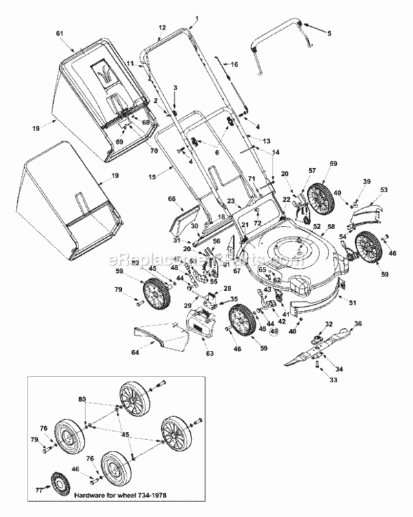 General_Assembly Diagram and Parts List for 11A-439G129 2002 MTD Lawn Mower