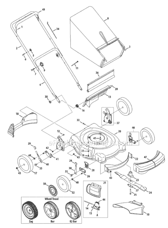 Page A Diagram and Parts List for 11A-439R004 2009 MTD Lawn Mower