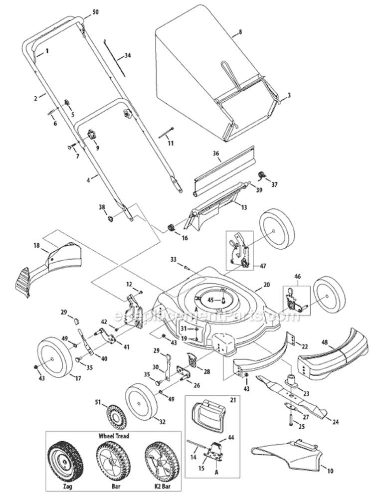 Page A Diagram and Parts List for 11A-439S029 2008 MTD Lawn Mower