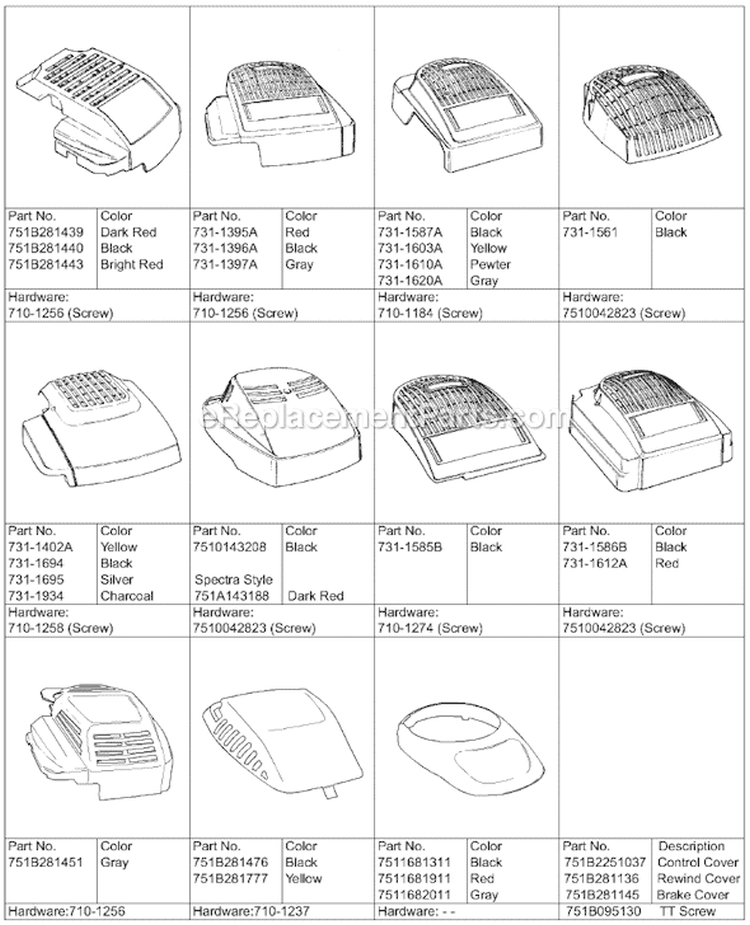 Page B Diagram and Parts List for 11A-439W016 2002 MTD Lawn Mower