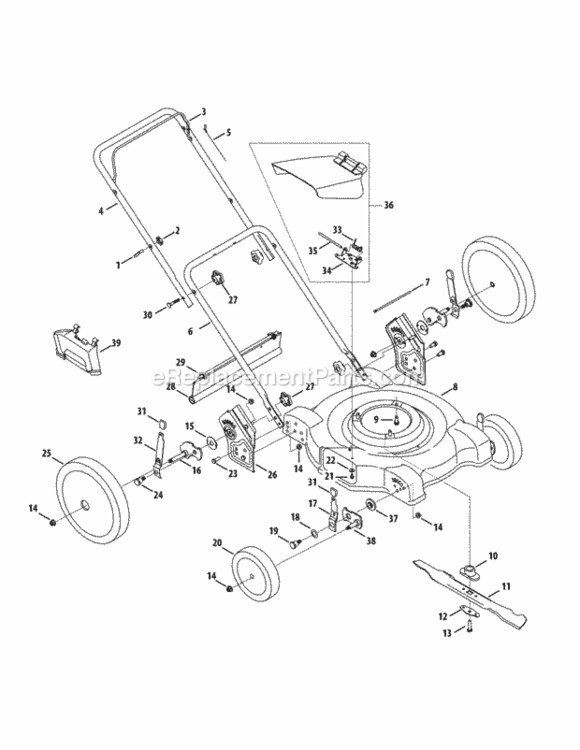 General_Assembly_11A-50Jc Diagram and Parts List for 11A-50JC006 2010 MTD Lawn Mower