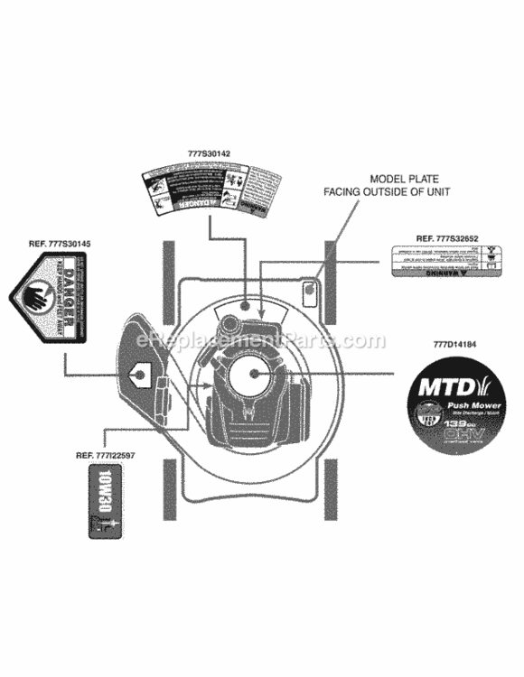Label_Map_11A-50Jc Diagram and Parts List for 11A-50JC006 2010 MTD Lawn Mower