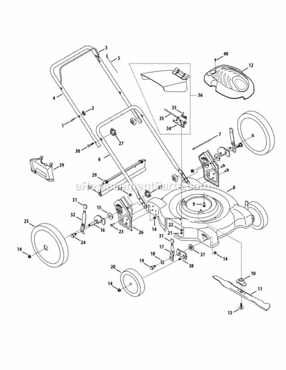 General_Assembly Diagram and Parts List for 11A-50M9006 2009 MTD Lawn Mower