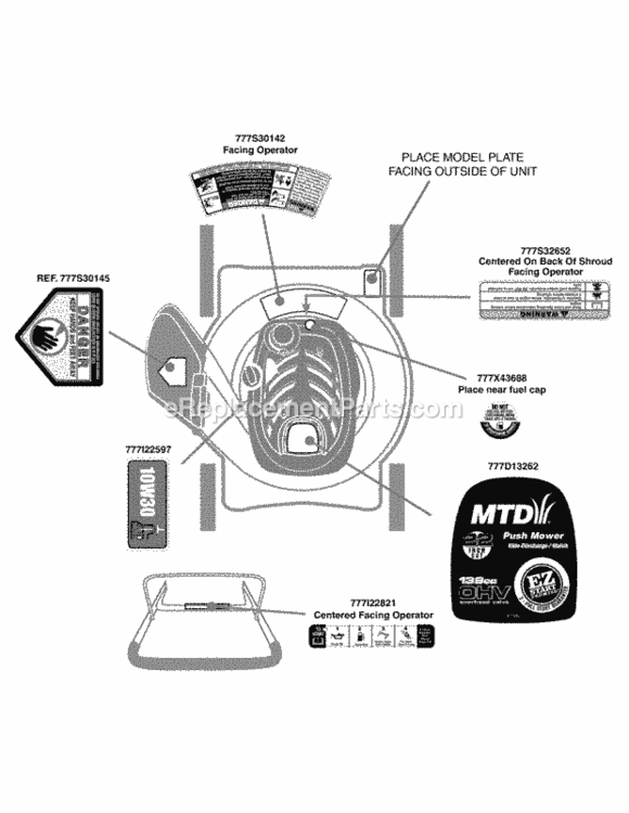 Label_Map Diagram and Parts List for 11A-50M9006 2009 MTD Lawn Mower