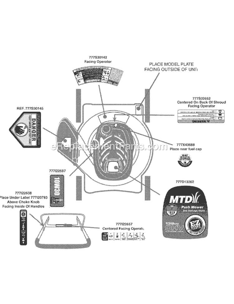 Page C Diagram and Parts List for 11A-50MB000 2009 MTD Lawn Mower