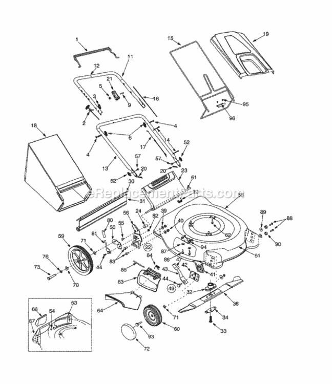 General_Assembly Diagram and Parts List for 11A-544C062 2001 MTD Lawn Mower