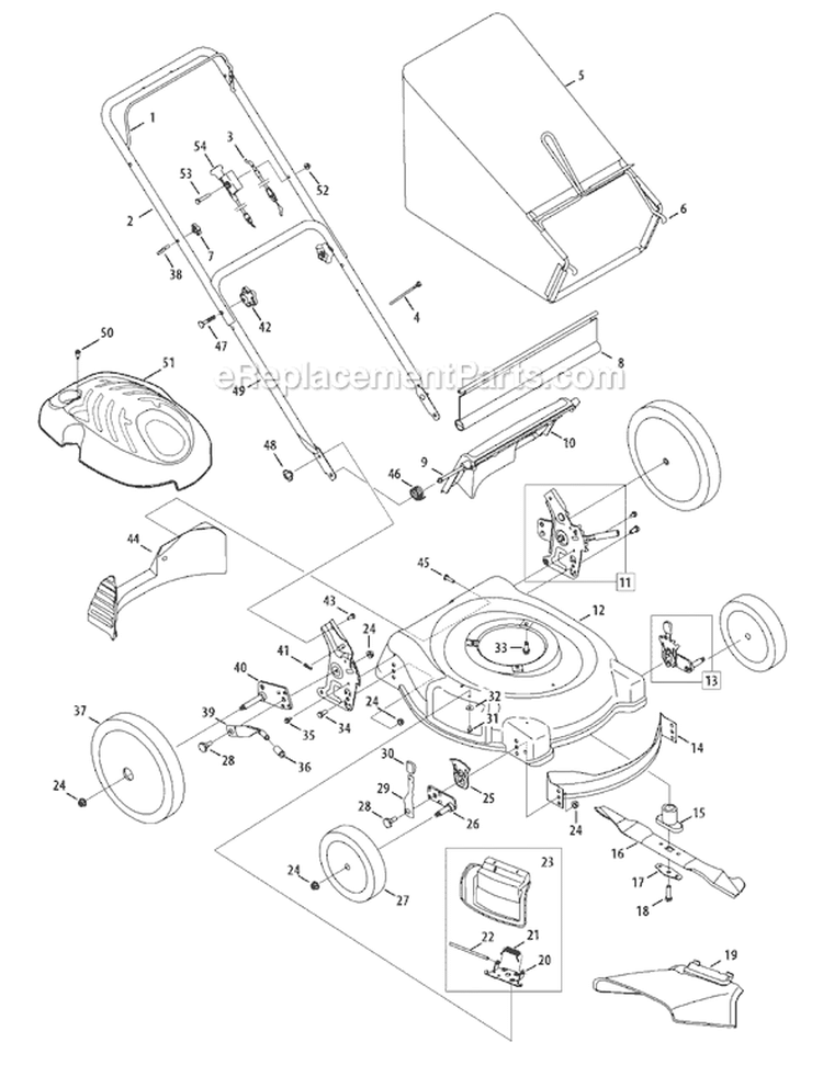 Page B Diagram and Parts List for 11A-54MC301 2009 MTD Lawn Mower