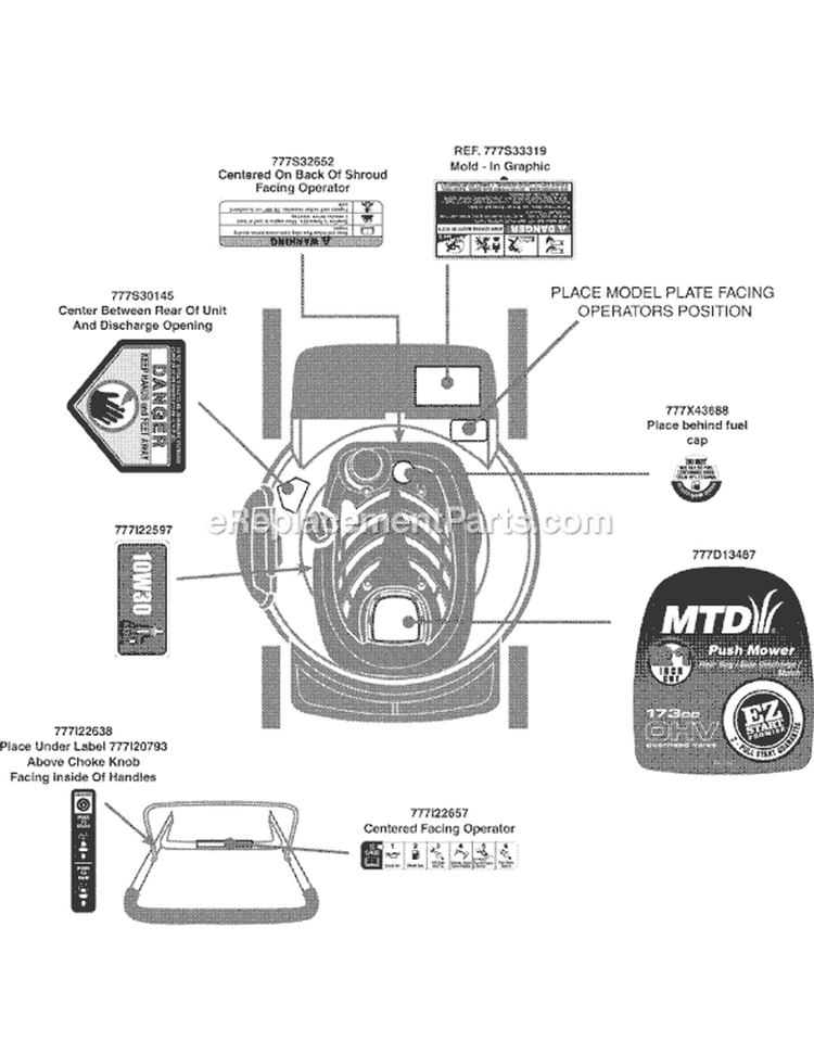 Page C Diagram and Parts List for 11A-54MC301 2009 MTD Lawn Mower