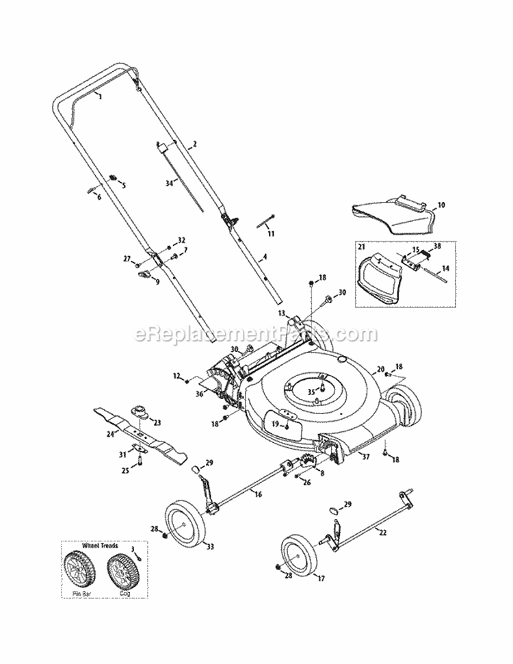 Page H Diagram and Parts List for 11A-A0JC027 2011 MTD Lawn Mower