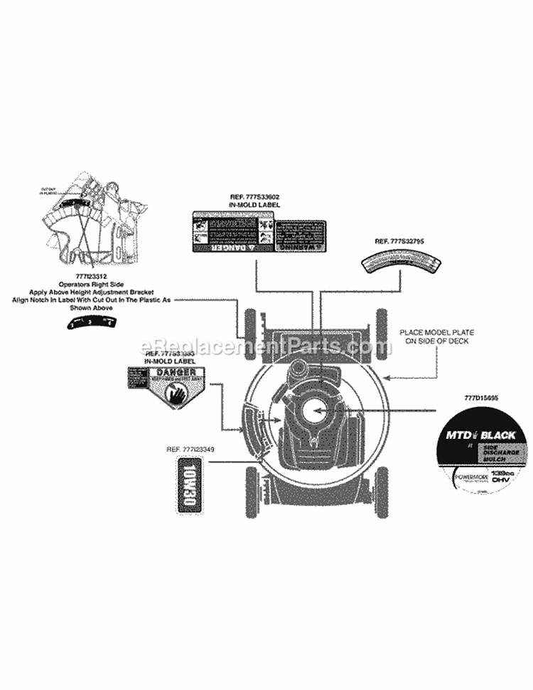 Page I Diagram and Parts List for 11A-A0JC027 2011 MTD Lawn Mower