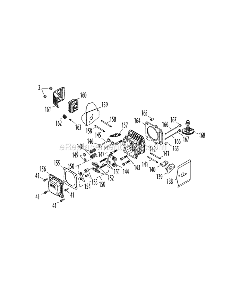 Cylinder Head Diagram and Parts List for 11A-A1JC027 2011 MTD Lawn Mower