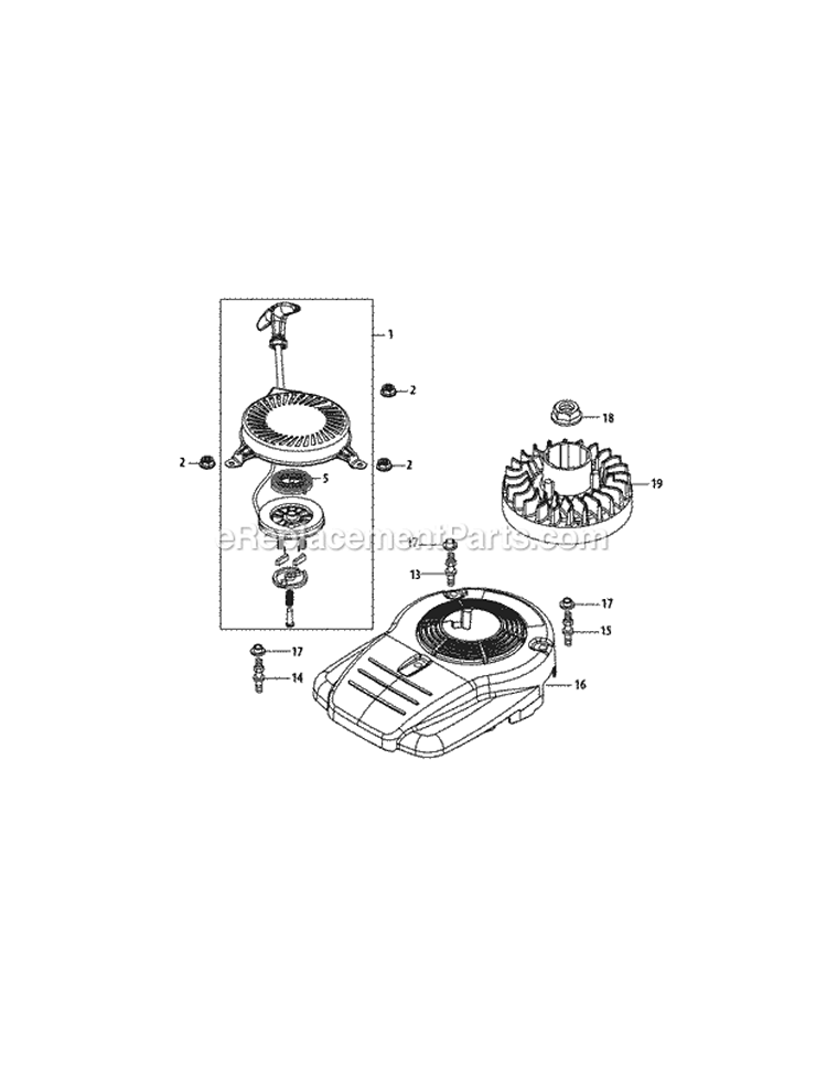 Flywheel & Shroud Diagram and Parts List for 11A-A1JC027 2012 MTD Lawn Mower