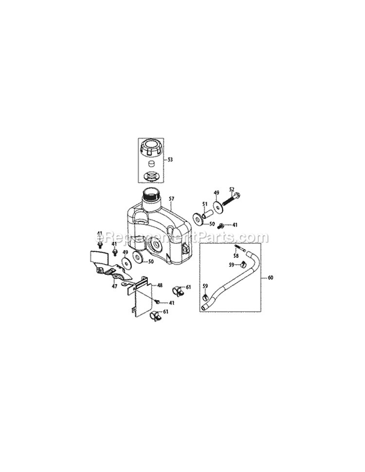 Fuel Tank & Mounting Diagram and Parts List for 11A-A1JC027 2012 MTD Lawn Mower