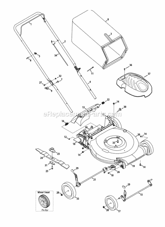 General_Assembly Diagram and Parts List for 11A-A1JT706 2013 MTD Lawn Mower