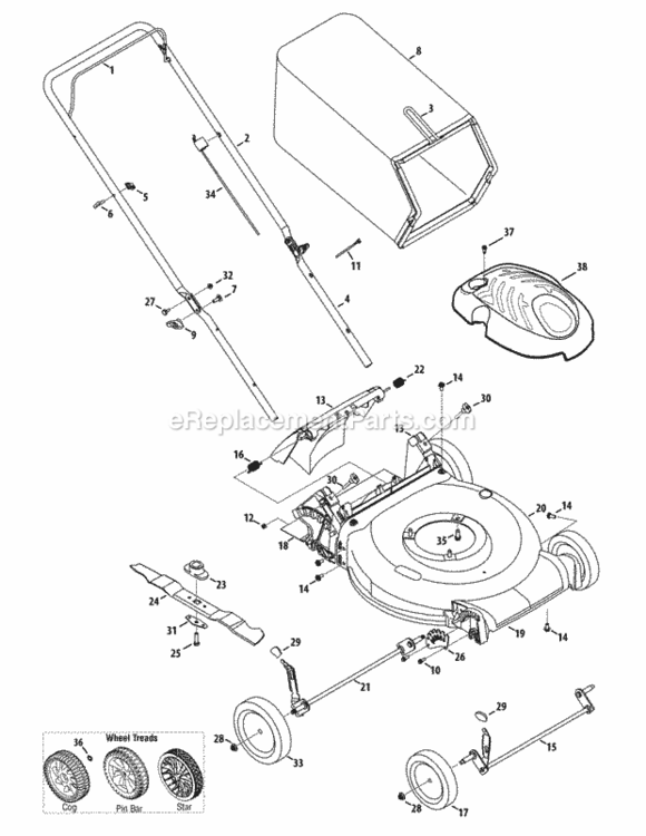 General_Assembly_11A-A1X Diagram and Parts List for 11A-A1JT827 2012 MTD Lawn Mower