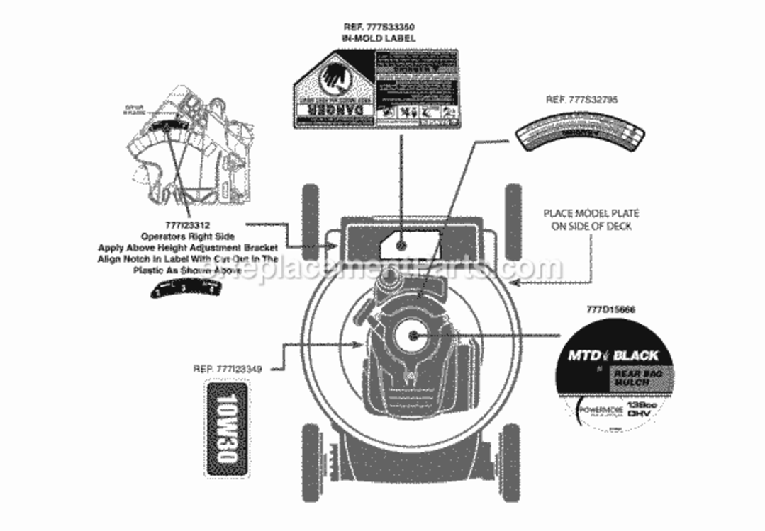 Label_Map_11A-A1Jt827 Diagram and Parts List for 11A-A1JT827 2012 MTD Lawn Mower