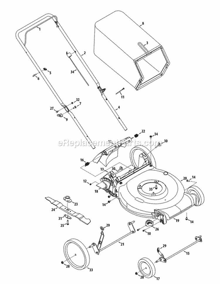 General Assembly Diagram and Parts List for 11A-B13M729 2012 MTD Lawn Mower