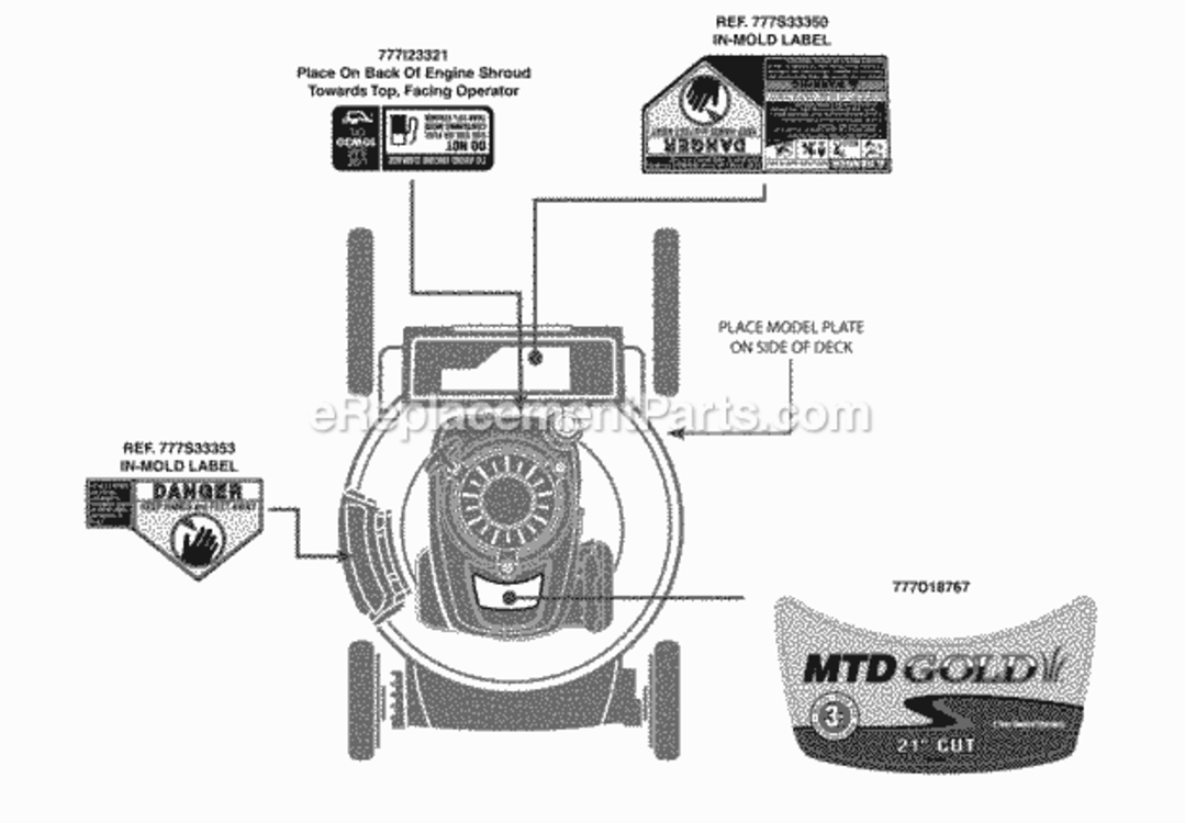 Page B Diagram and Parts List for 11A-B22Q704 2013 MTD Lawn Mower